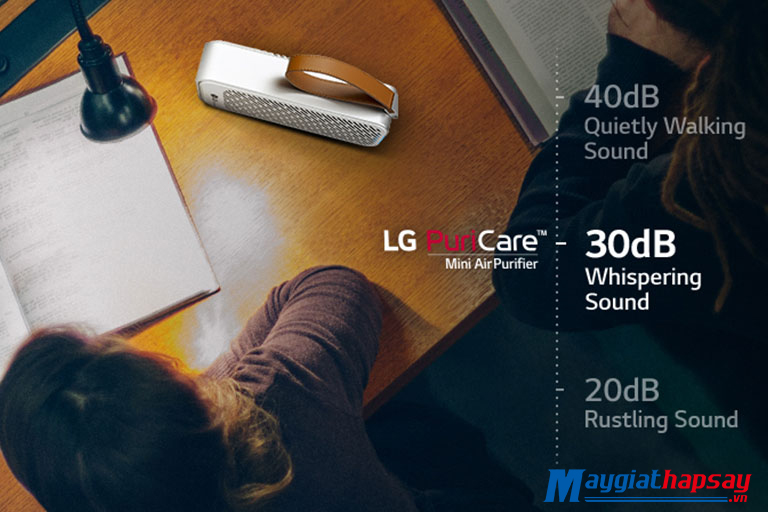 LG PuriCare mini có kích thước nhỏ gọn, thời lượng pin lâu, độ ồn khi vận hành thấp nên thích hợp để mang theo mọi nơi